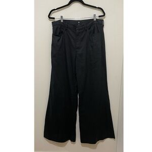 Banana Republic Linen Cotton Blend Black Wide Leg Pants, Size 31